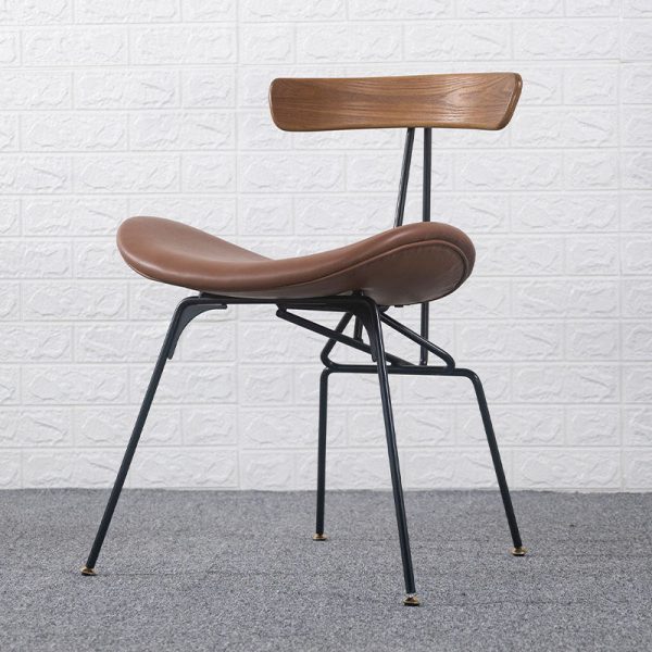 Contemporary Industrial Iron Wood Leather Ants Dining Chair Backrest Armless For Dining Room - Image 16