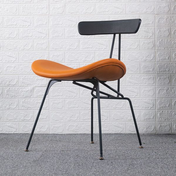 Contemporary Industrial Iron Wood Leather Ants Dining Chair Backrest Armless For Dining Room - Image 18