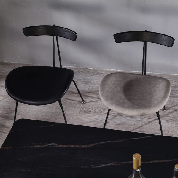 Contemporary Industrial Iron Wood Leather Ants Dining Chair Backrest Armless For Dining Room - Image 4