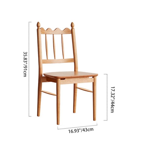 Traditional Vintage Cherry Wood Waveform Dining Chair Backrest Armless For Dining Room - Image 4