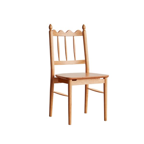 Traditional Vintage Cherry Wood Waveform Dining Chair Backrest Armless For Dining Room - Image 15