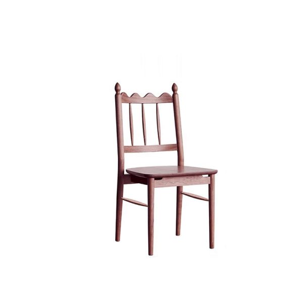 Traditional Vintage Cherry Wood Waveform Dining Chair Backrest Armless For Dining Room - Image 16