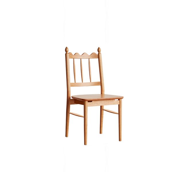 Traditional Vintage Cherry Wood Waveform Dining Chair Backrest Armless For Dining Room - Image 17