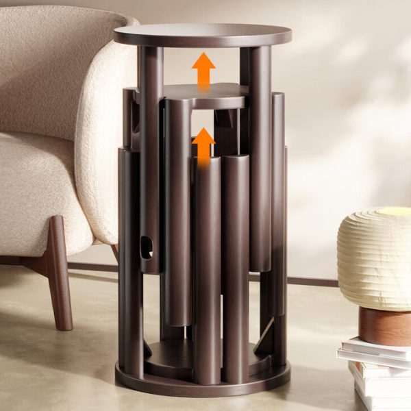 Traditional Chinese Rubber Wood Round Low Stool Backless Stackable For Dining Room - Image 15