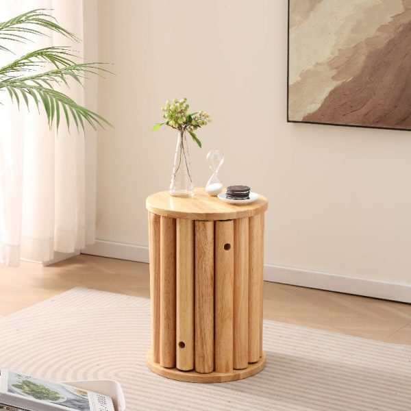 Traditional Chinese Rubber Wood Round Low Stool Backless Stackable For Dining Room - Image 23