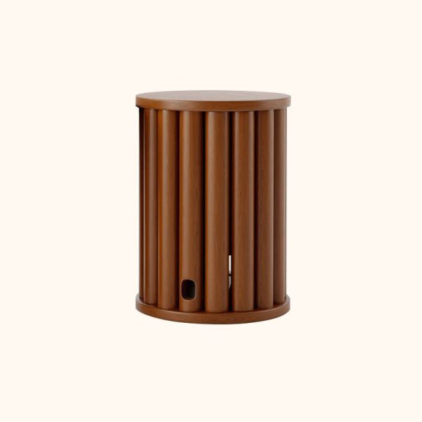 Traditional Chinese Rubber Wood Round Low Stool Backless Stackable For Dining Room - Image 29