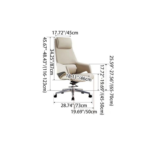 Modern Simplicity Silicone Leather Aluminum Alloy Sponge Rectangular Desk Chair Armrest Headrest Reclining For Home Office - Image 9