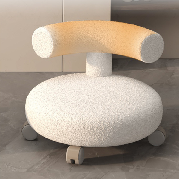 Contemporary Nordic Lambswool Wood Sponge Round C-shaped Low Stool Backrest Movable For Living Room - Image 10