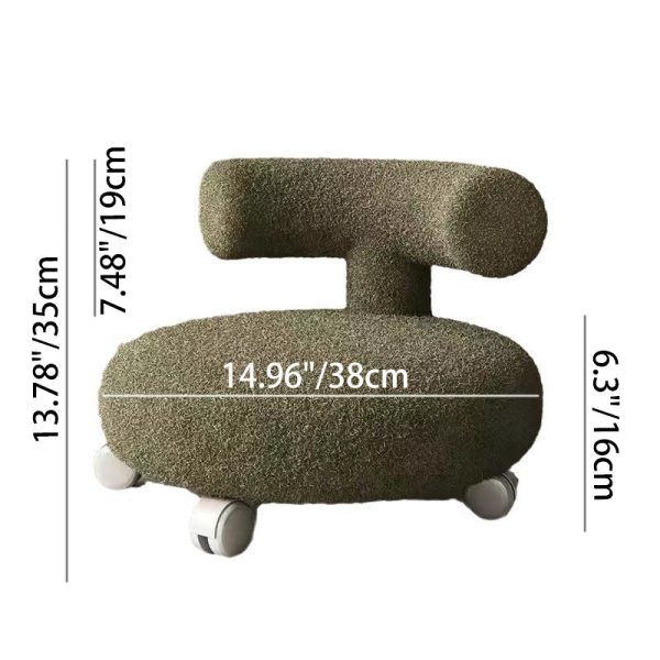 Contemporary Nordic Lambswool Wood Sponge Round C-shaped Low Stool Backrest Movable For Living Room - Image 8