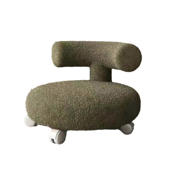 Contemporary Nordic Lambswool Wood Sponge Round C-shaped Low Stool Backrest Movable For Living Room - Image 11