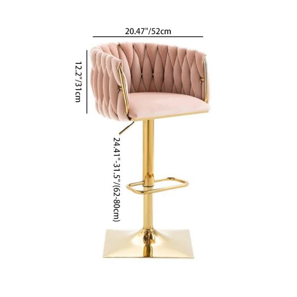 Modern Luxury Velvet Metal Sponge Oval Liftable Bar Stool Backrest Footrest Swivel For Kitchen - Image 9