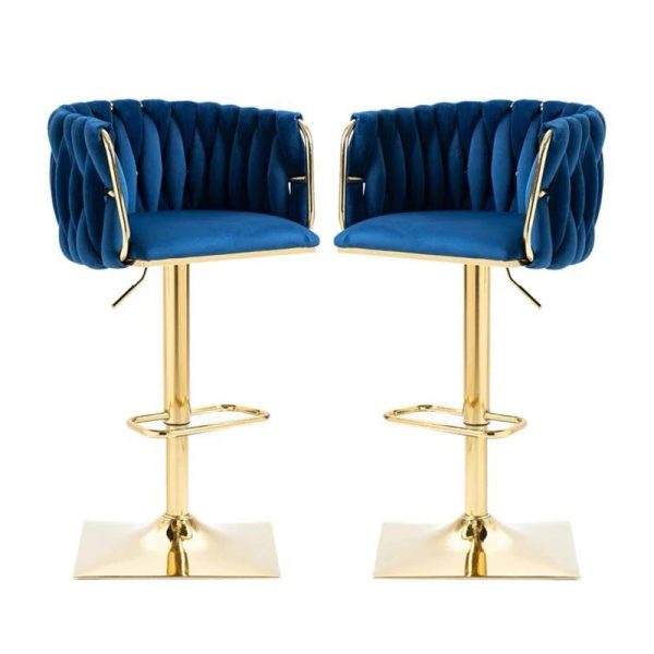 Modern Luxury Velvet Metal Sponge Oval Liftable Bar Stool Backrest Footrest Swivel For Kitchen - Image 27