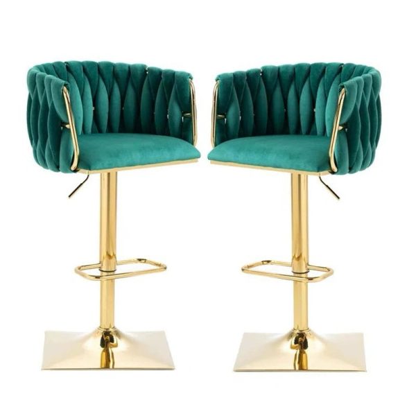 Modern Luxury Velvet Metal Sponge Oval Liftable Bar Stool Backrest Footrest Swivel For Kitchen - Image 28