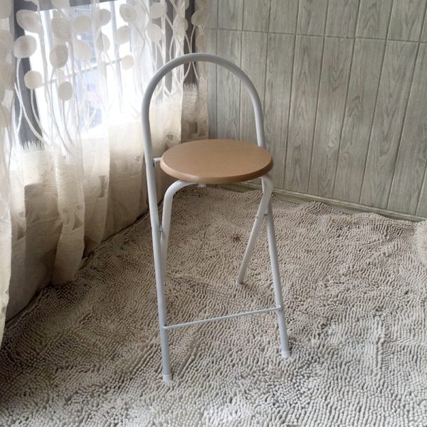 Modern Minimalist Round Carbon Steel MDF Leather Sponge Foldable Bar Stool Backrest Footrest For Kitchen - Image 8