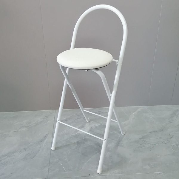 Modern Minimalist Round Carbon Steel MDF Leather Sponge Foldable Bar Stool Backrest Footrest For Kitchen - Image 26