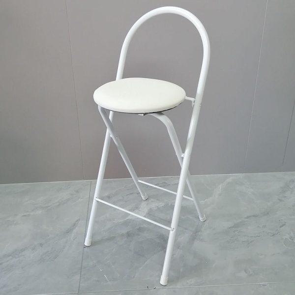Modern Minimalist Round Carbon Steel MDF Leather Sponge Foldable Bar Stool Backrest Footrest For Kitchen - Image 27