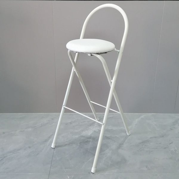 Modern Minimalist Round Carbon Steel MDF Leather Sponge Foldable Bar Stool Backrest Footrest For Kitchen - Image 28
