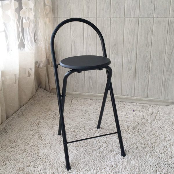 Modern Minimalist Round Carbon Steel MDF Leather Sponge Foldable Bar Stool Backrest Footrest For Kitchen - Image 29