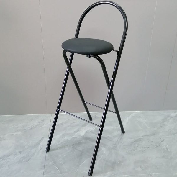 Modern Minimalist Round Carbon Steel MDF Leather Sponge Foldable Bar Stool Backrest Footrest For Kitchen - Image 32