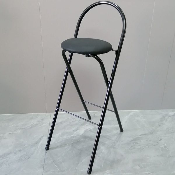 Modern Minimalist Round Carbon Steel MDF Leather Sponge Foldable Bar Stool Backrest Footrest For Kitchen - Image 33