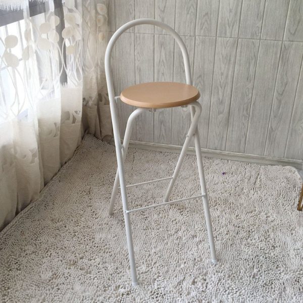 Modern Minimalist Round Carbon Steel MDF Leather Sponge Foldable Bar Stool Backrest Footrest For Kitchen - Image 22