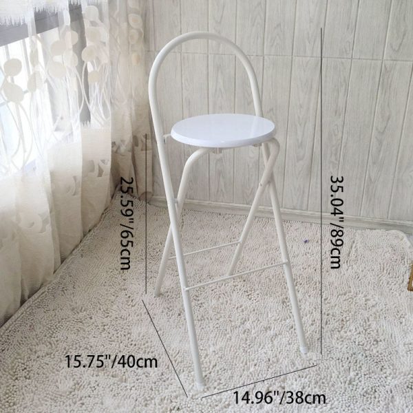Modern Minimalist Round Carbon Steel MDF Leather Sponge Foldable Bar Stool Backrest Footrest For Kitchen - Image 10