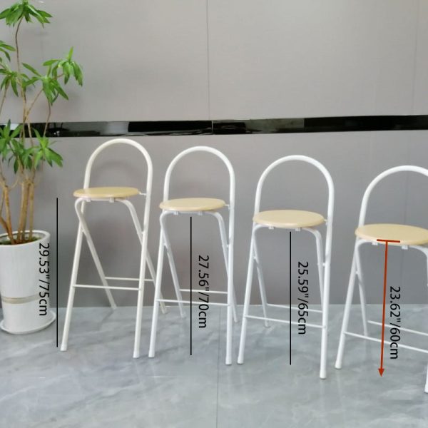Modern Minimalist Round Carbon Steel MDF Leather Sponge Foldable Bar Stool Backrest Footrest For Kitchen - Image 13