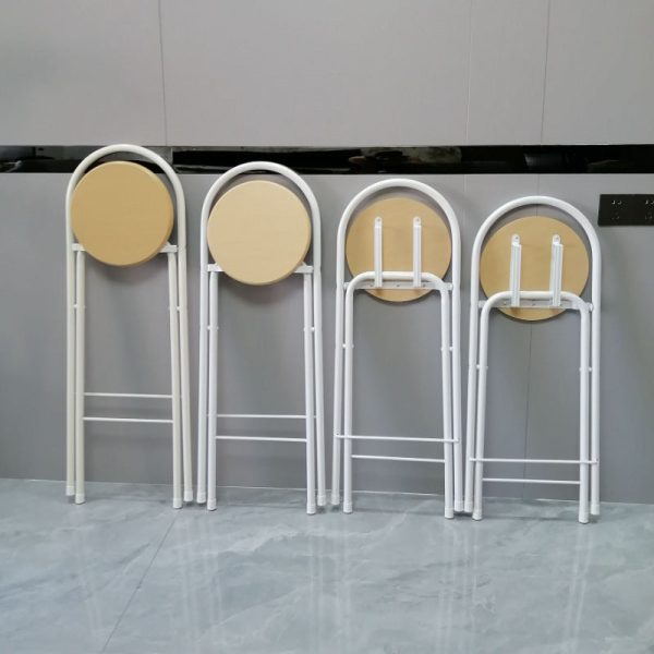 Modern Minimalist Round Carbon Steel MDF Leather Sponge Foldable Bar Stool Backrest Footrest For Kitchen - Image 6