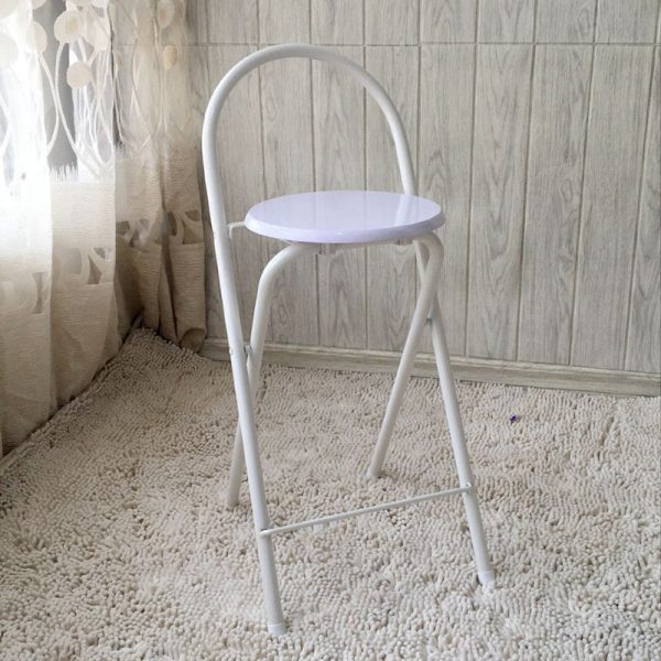 Modern Minimalist Round Carbon Steel MDF Leather Sponge Foldable Bar Stool Backrest Footrest For Kitchen - Image 23