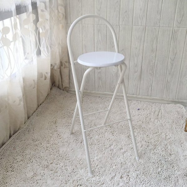 Modern Minimalist Round Carbon Steel MDF Leather Sponge Foldable Bar Stool Backrest Footrest For Kitchen - Image 24