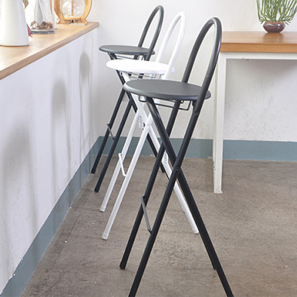 Modern Minimalist Round Carbon Steel MDF Leather Sponge Foldable Bar Stool Backrest Footrest For Kitchen - Image 19