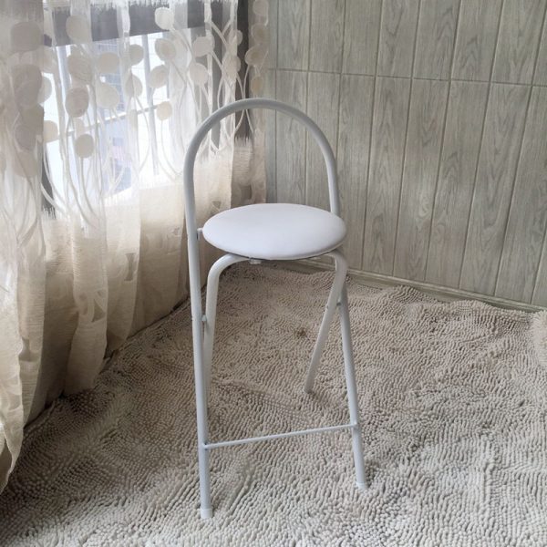 Modern Minimalist Round Carbon Steel MDF Leather Sponge Foldable Bar Stool Backrest Footrest For Kitchen - Image 25