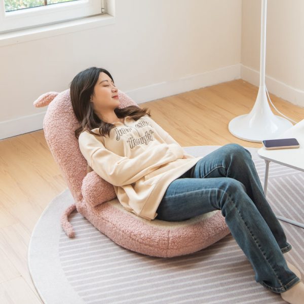 Contemporary Creative Kids Cartoon Cat Ear Imitation Lambswool Sponge Latex Pealboard Square Tatami Cushion Recliner Backrest Foldable For Bedroom - Image 4