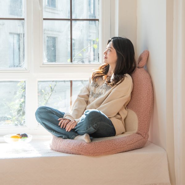 Contemporary Creative Kids Cartoon Cat Ear Imitation Lambswool Sponge Latex Pealboard Square Tatami Cushion Recliner Backrest Foldable For Bedroom - Image 5