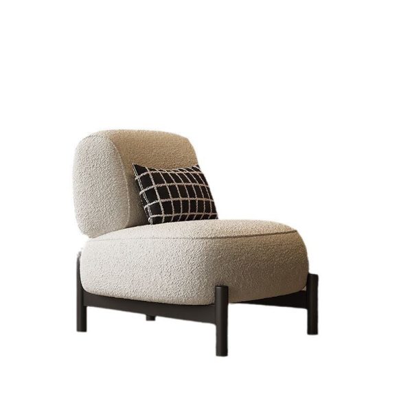 Contemporary Nordic Lambswool Wood Carbon Steel Stainless Steel Sponge Square Accent Chair Backrest For Living Room - Image 9