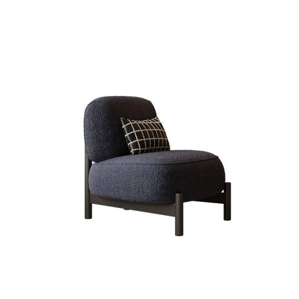 Contemporary Nordic Lambswool Wood Carbon Steel Stainless Steel Sponge Square Accent Chair Backrest For Living Room - Image 11