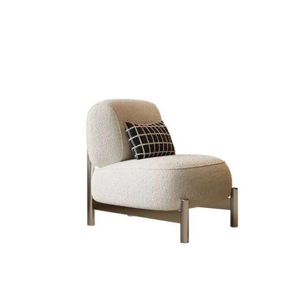 Contemporary Nordic Lambswool Wood Carbon Steel Stainless Steel Sponge Square Accent Chair Backrest For Living Room - Image 12