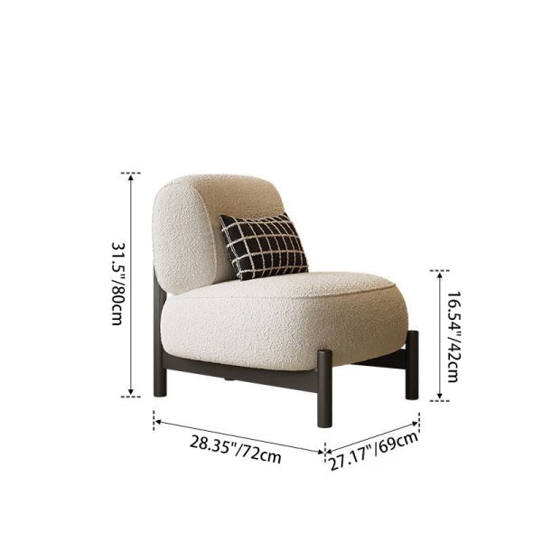 Contemporary Nordic Lambswool Wood Carbon Steel Stainless Steel Sponge Square Accent Chair Backrest For Living Room - Image 8