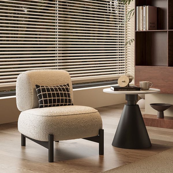 Contemporary Nordic Lambswool Wood Carbon Steel Stainless Steel Sponge Square Accent Chair Backrest For Living Room - Image 7