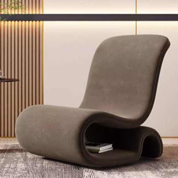Modern Art Deco Velvet Iron Sponge Curved Shaped Accent Chair Backrest For Living Room - Image 8