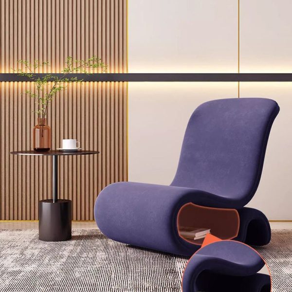 Modern Art Deco Velvet Iron Sponge Curved Shaped Accent Chair Backrest For Living Room - Image 2
