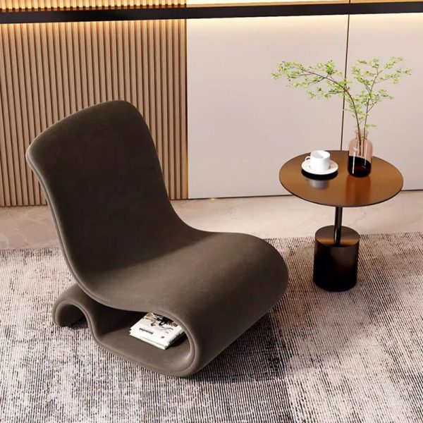 Modern Art Deco Velvet Iron Sponge Curved Shaped Accent Chair Backrest For Living Room - Image 4
