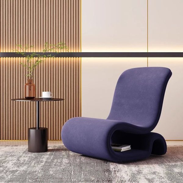 Modern Art Deco Velvet Iron Sponge Curved Shaped Accent Chair Backrest For Living Room - Image 19