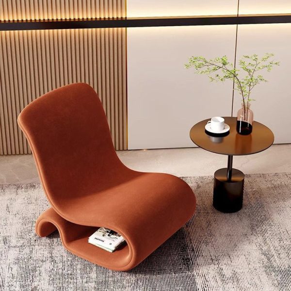 Modern Art Deco Velvet Iron Sponge Curved Shaped Accent Chair Backrest For Living Room - Image 3