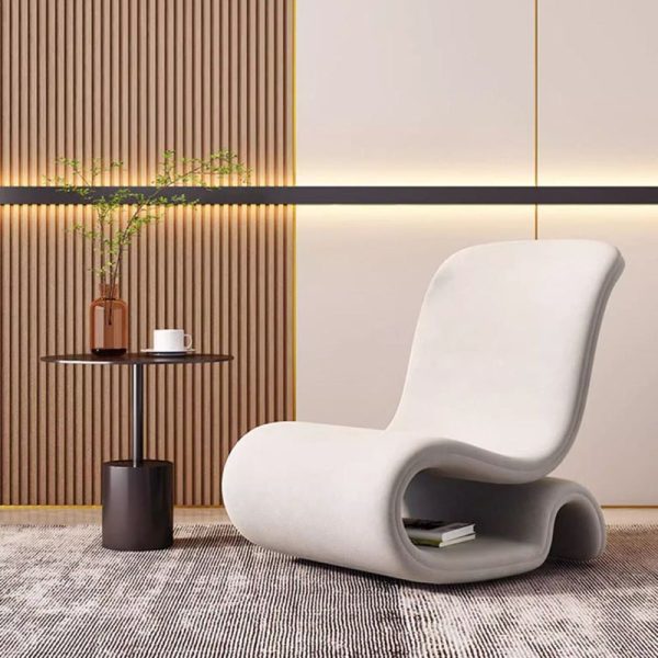 Modern Art Deco Velvet Iron Sponge Curved Shaped Accent Chair Backrest For Living Room - Image 20