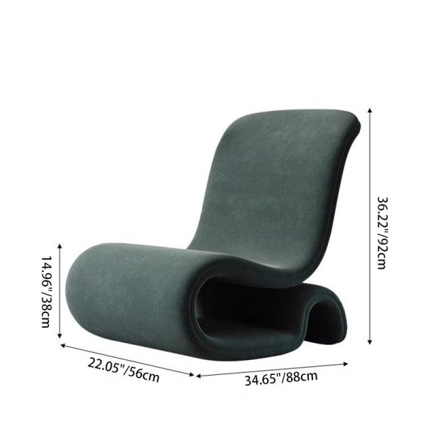 Modern Art Deco Velvet Iron Sponge Curved Shaped Accent Chair Backrest For Living Room - Image 7