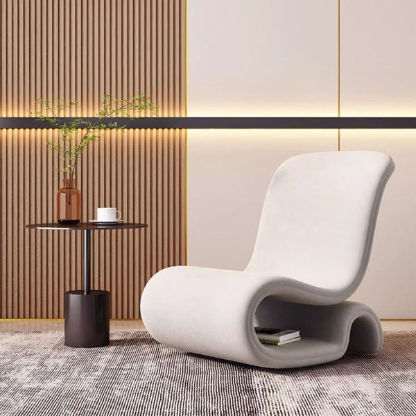 Modern Art Deco Velvet Iron Sponge Curved Shaped Accent Chair Backrest For Living Room - Image 6