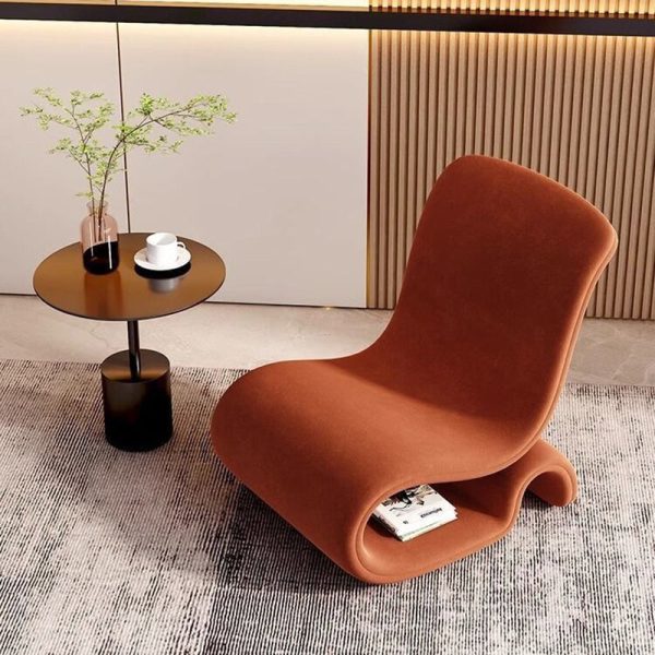 Modern Art Deco Velvet Iron Sponge Curved Shaped Accent Chair Backrest For Living Room - Image 22