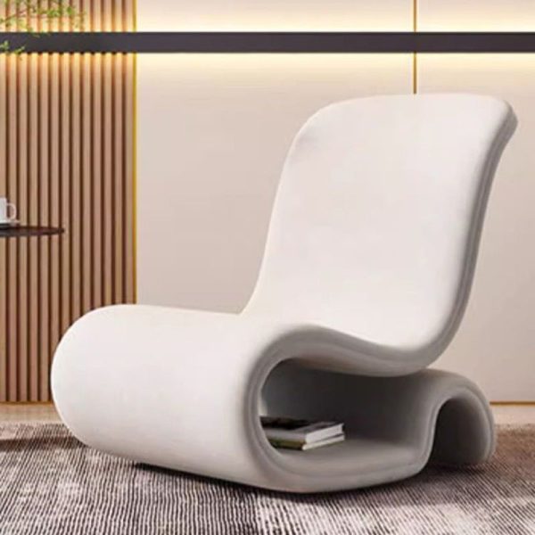 Modern Art Deco Velvet Iron Sponge Curved Shaped Accent Chair Backrest For Living Room - Image 11