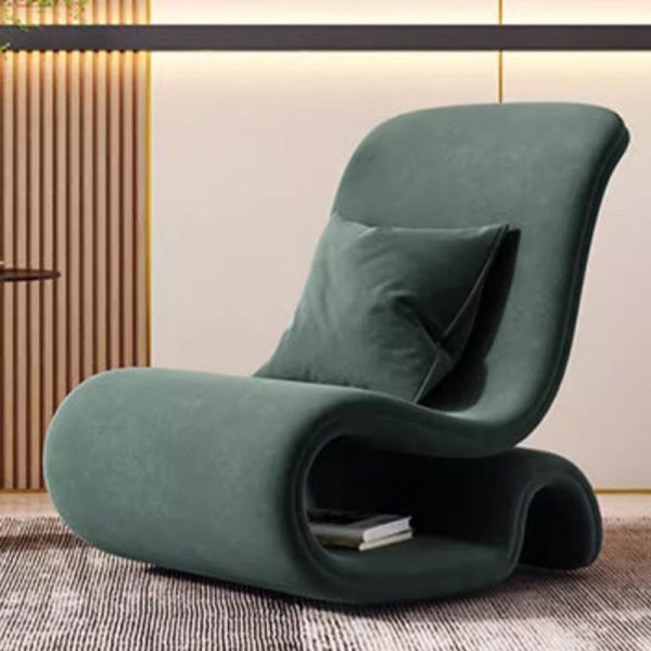 Modern Art Deco Velvet Iron Sponge Curved Shaped Accent Chair Backrest For Living Room - Image 12